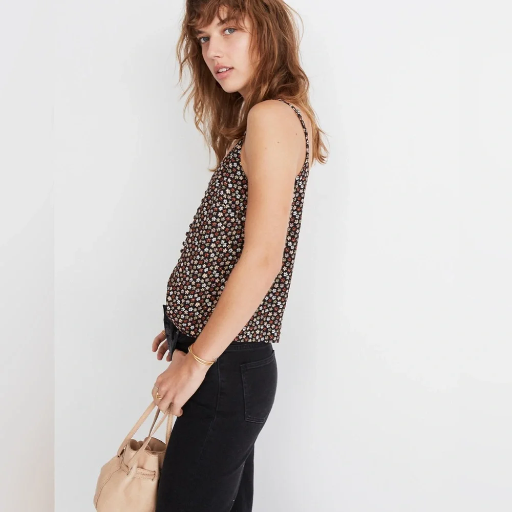 Madewell Button Down Cami Petite Blooms Size 2 #K2786 - Picture 2 of 11